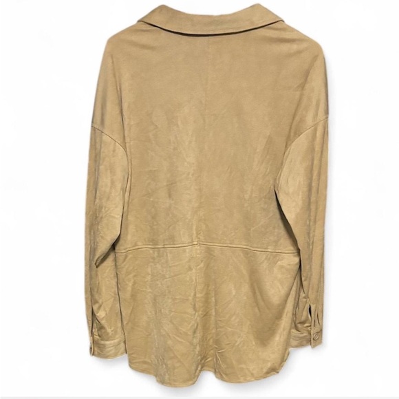 NWT Max Studio Faux Suede Chamois Button-Down Shirt - Picture 2 of 3